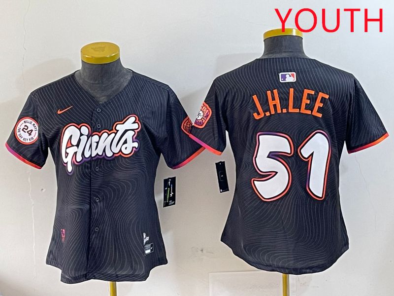 Youth San Francisco Giants #51 J.H.Lee Black Joint Name Nike 2025 MLB Jersey style 9->youth mlb jersey->Youth Jersey